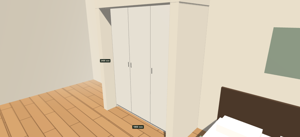 Visor 3D del configurador con un closet armado